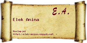 Elek Anina névjegykártya